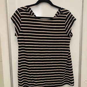 LOFT Black and White Striped Short Sleeve Blouse - SIZE M - Very good Condition